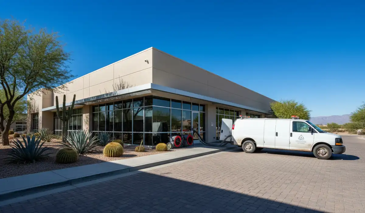 Water damage restoration technician working on a property in Chandler, AZ