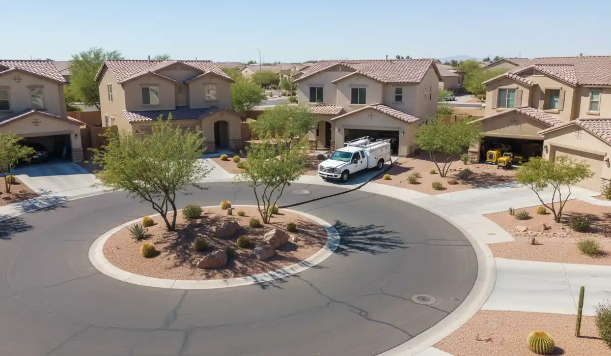 Water damage restoration technician working on a property in Gilbert, AZ