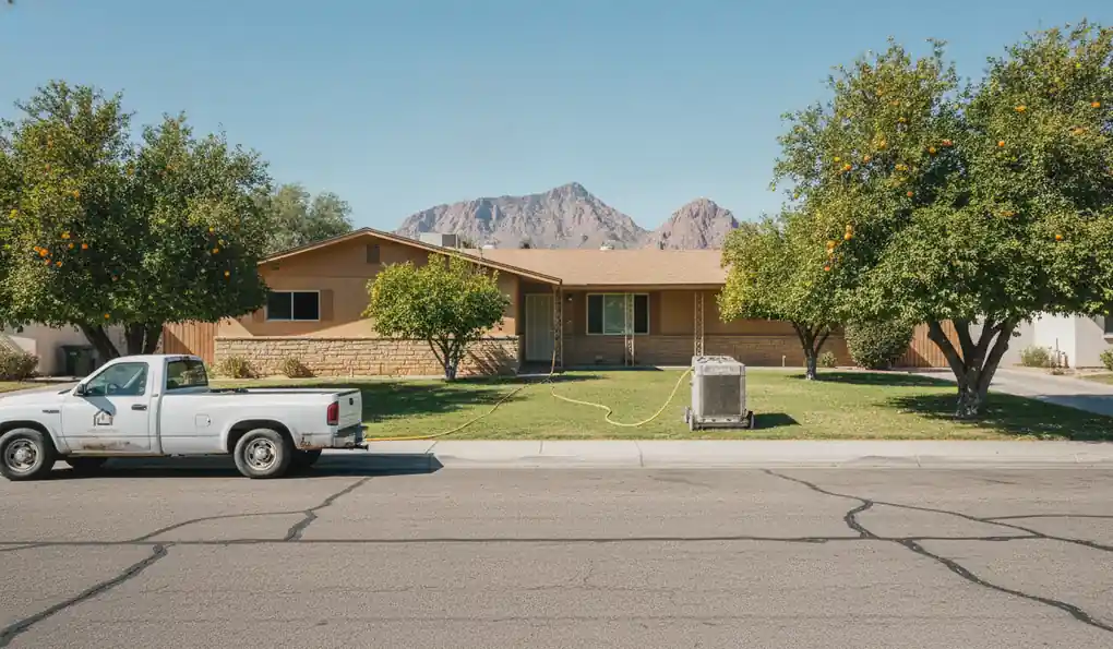 Water damage restoration technician working on a property in Phoenix, AZ