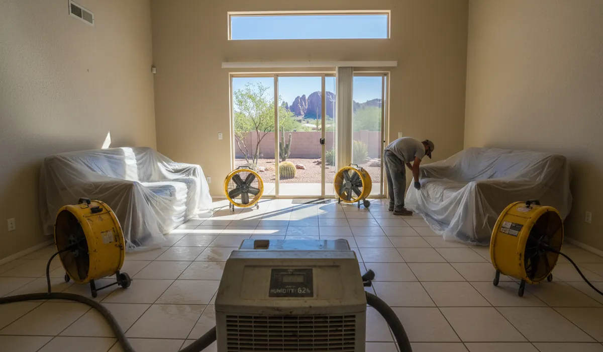 Structural Drying in progress on a property in Tempe, AZ